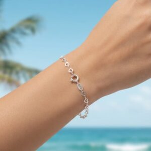 pulsera de corazones de plata .925